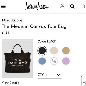Marc Jacobs Medium Black Tote Bag NEW